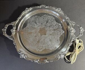 Eton Silver Inc. 709M Silverplate Footed Heated Warming Tray Platter 14" Works!